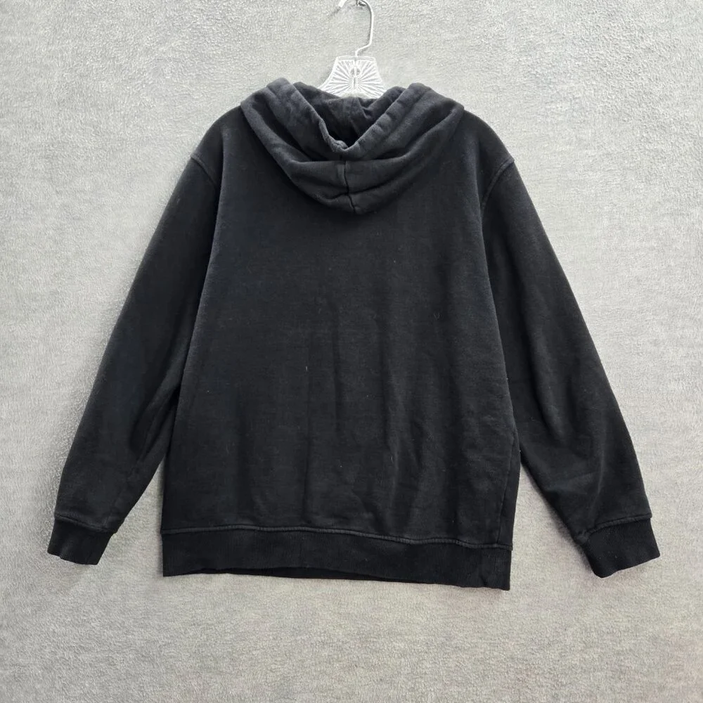 True Religion Men Sweatshirt Medium Black Hoodie Logo Graphic Print READ